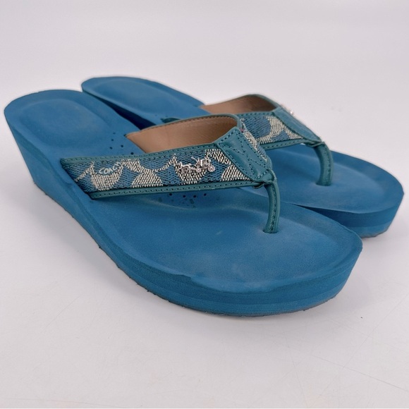 Coach Jolene Logo Y2K Style Wedge Sandals 10 - Picture 1 of 7